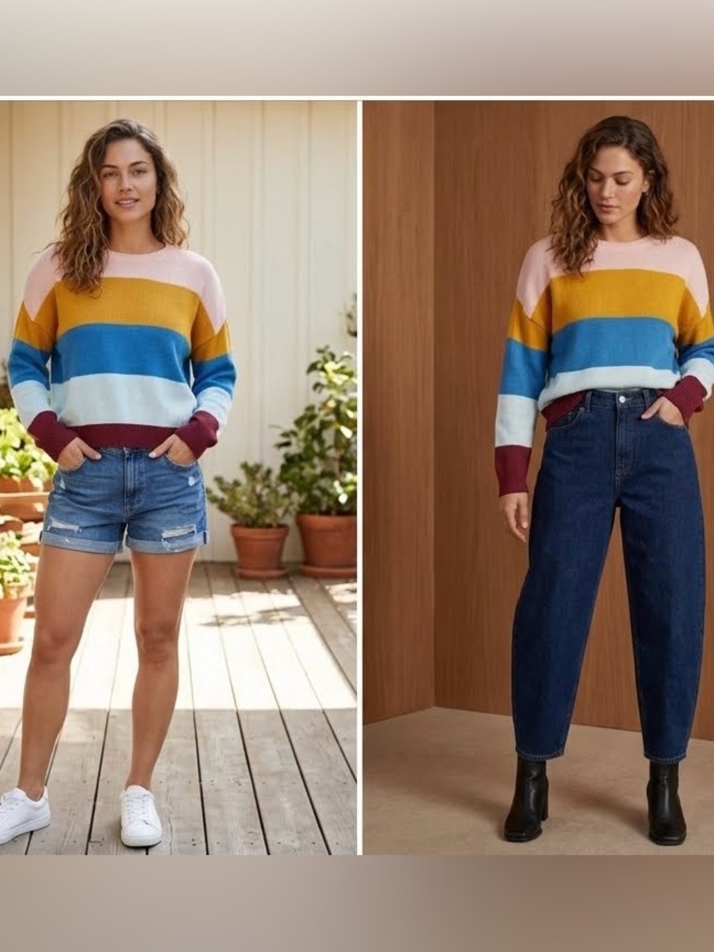 H&M Colorblock Striped Knit Sweater, sz small